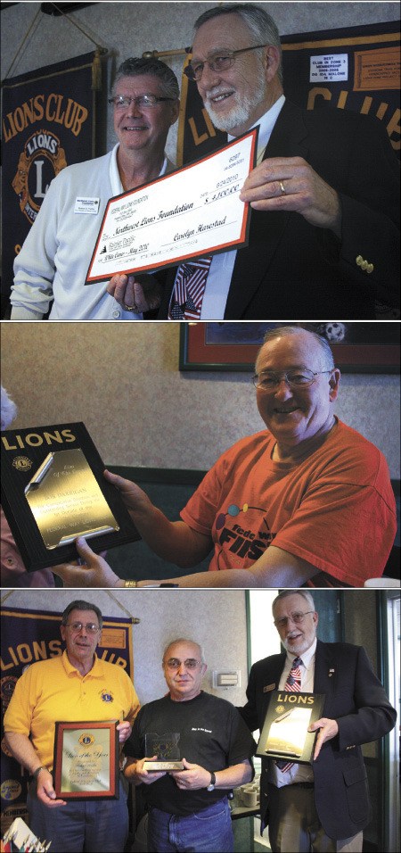 Top: Federal Way Lions President Paul Gersper presented a check for $4