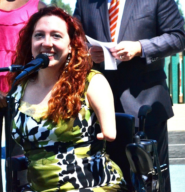 Miss Wheelchair America Jennifer Adams speaks to the community about her experience growing up