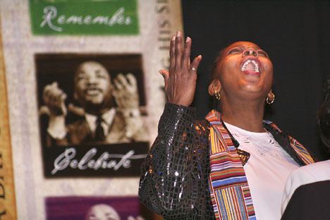 Singers from the Voice of Praise gospel choir performed Jan. 21 at the annual Martin Luther King Jr. Celebration at Decatur High School in Federal Way.