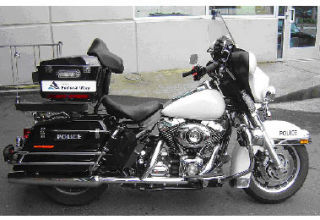 This Harley-Davidson motorcycle is used by Cmdr. Stan McCall. The department plans to purchase two 2009 Harleys to add to its patrol fleet by the beginning of November.