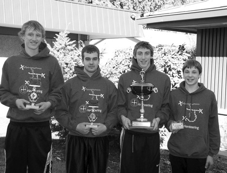 Thomas Jefferson High School orienteering team members (left to right) Ian Brown