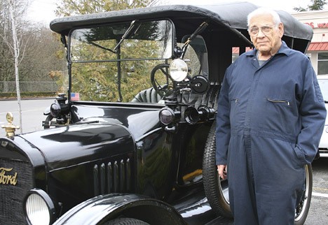 George Cummings with his 1920 Ford Model T touring car.
