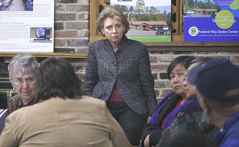 Gov. Christine Gregoire visits with local residents Jan. 30 at the Federal Way Senior Center.