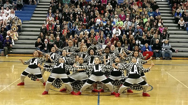 The Todd Beamer High School dance team took home the first place trophy in the 4A Hip Hop category at last weekend’s West Central District III Dance and Drill Championship. Contributed photo.