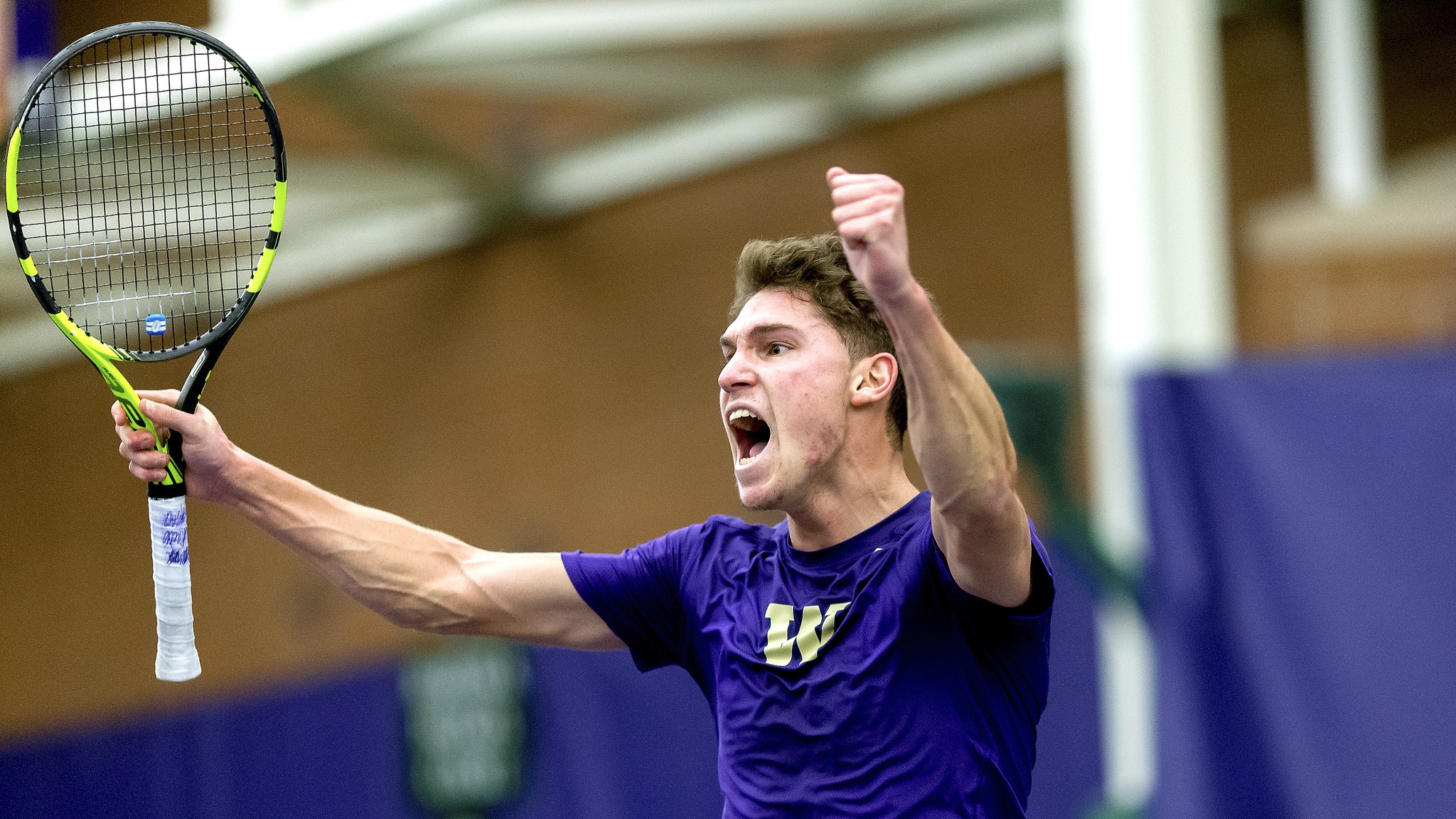 The University of Washington men's tennis team defeats Cal-Poly University 6-1 at the Nordstrom Tennis Center on January 29
