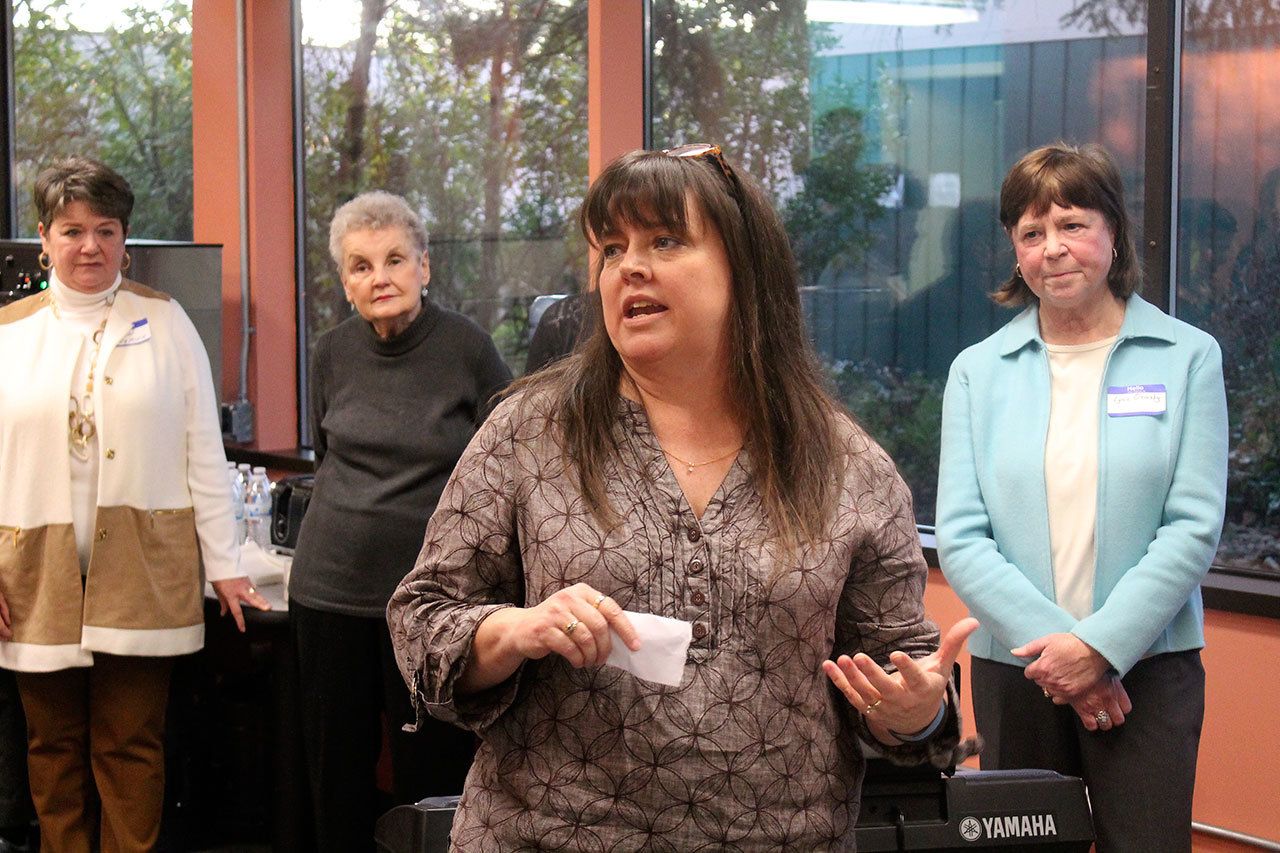 Jo Cherland, the division director with Catholic Community Services, speaks at the Federal Way Day Center’s grand opening, Monday. The day center is located at 33505 13th Place S. in Federal Way. RAECHEL DAWSON, the Mirror