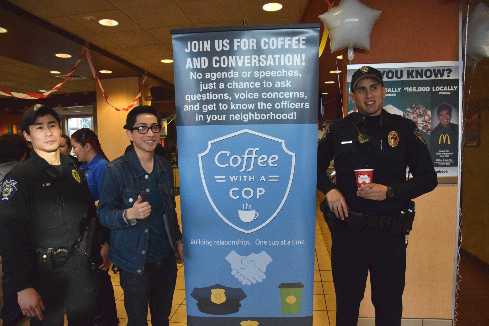 The Federal Way Police Department invites the community to attend the second annual National Coffee with a Cop, which runs 10-11:30 a.m. Oct. 4 at the Starbucks at 1656 SW Dash Point Road. Courtesy photo
