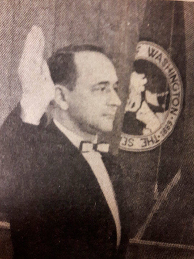 John Bocek is sworn in as Federal Way District Court commissioner in January 1963. Contributed photo.