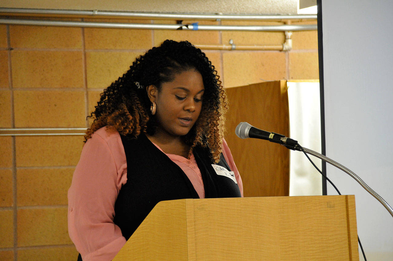 Whonakee King, Federal Way Day Center program manager, speaks about the positive impact the day center has had in its first year. Heidi Sanders, the Mirror