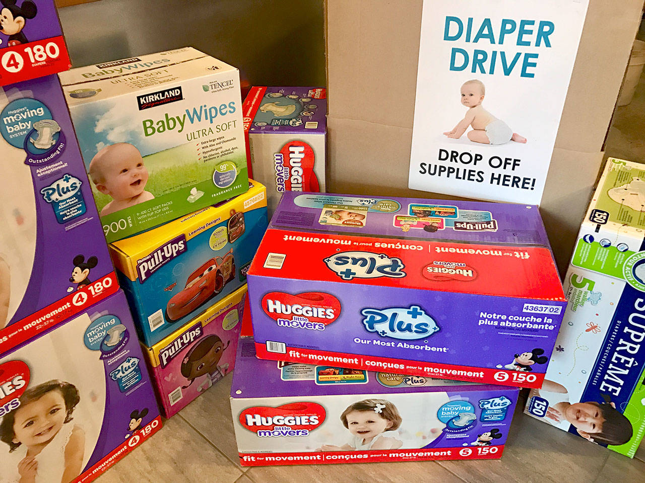 Diapers of all sizes are needed for the March of Diapers drive, which runs March 1 to 31. Courtesy Shelley Pauls