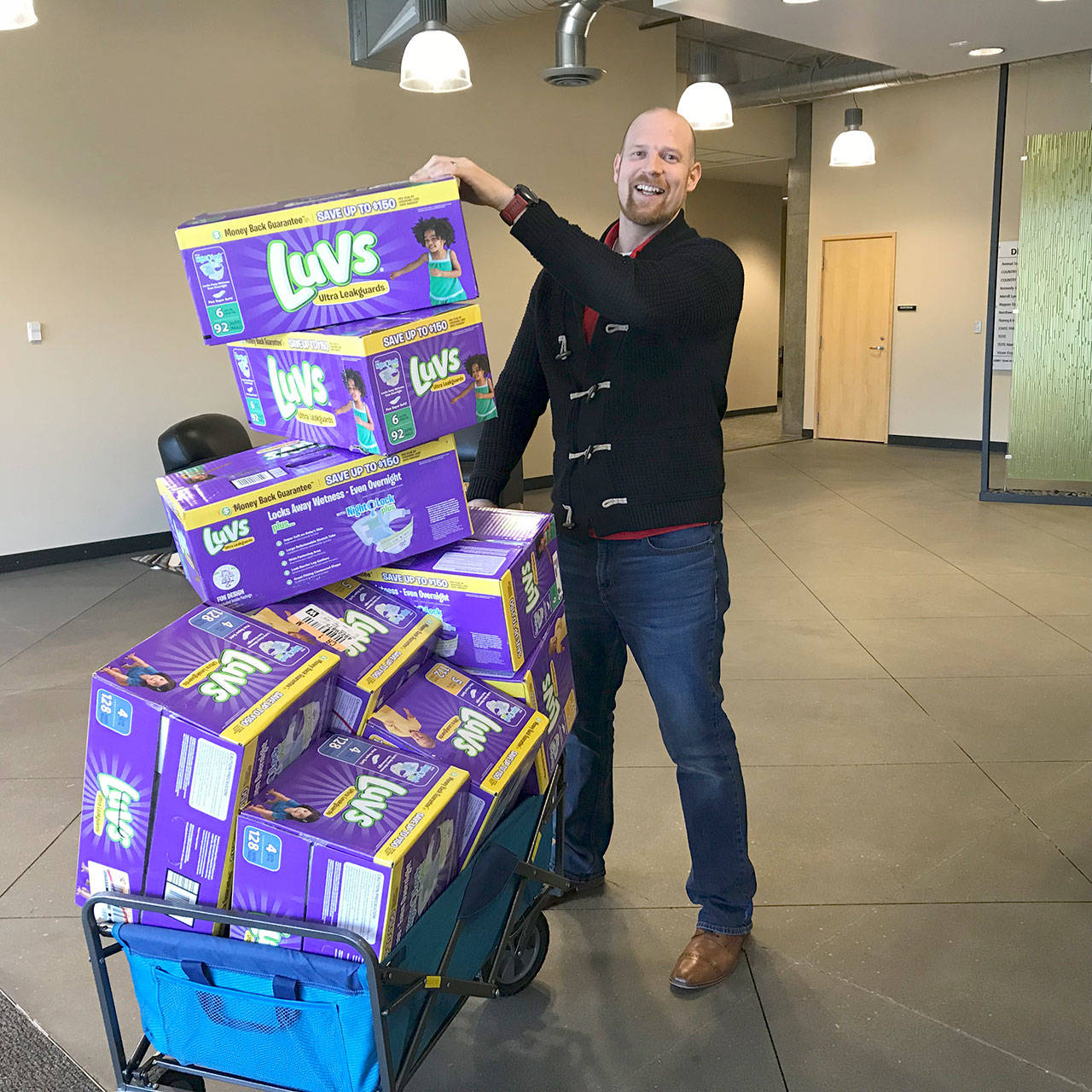 Ted Colby collected more than 20,000 diapers for the March of Diapers drive. Courtesy Shelley Pauls