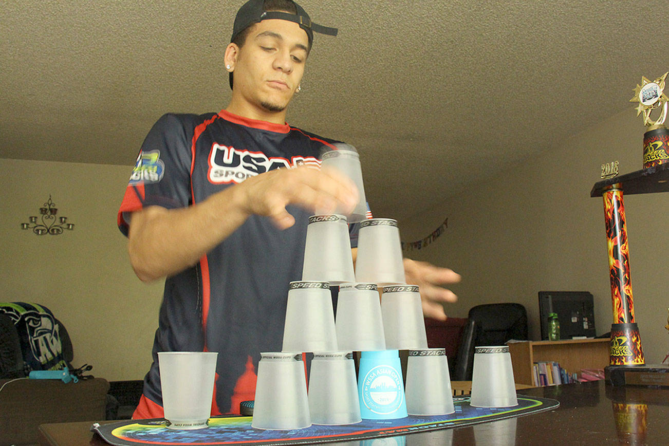 The king of cup stacking: Federal Way man is one of the fastest around