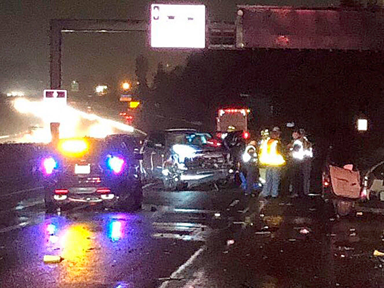 One female died and another was seriously injured after a DUI-related two-car collision on I-5 Southbound in Federal Way. Photo Courtesy of Trooper Johnna Batiste