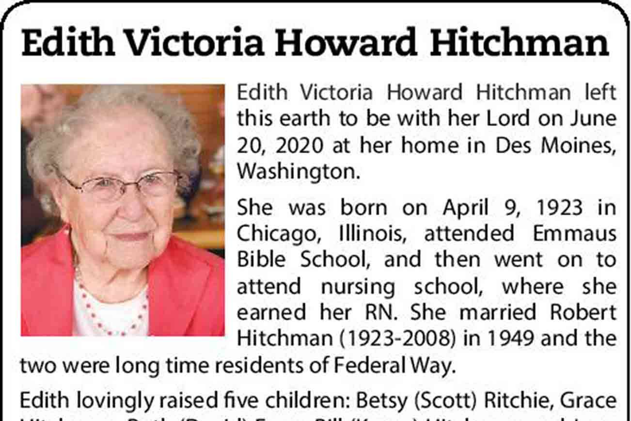 Obituary: Edith Victoria Howard Hitchman