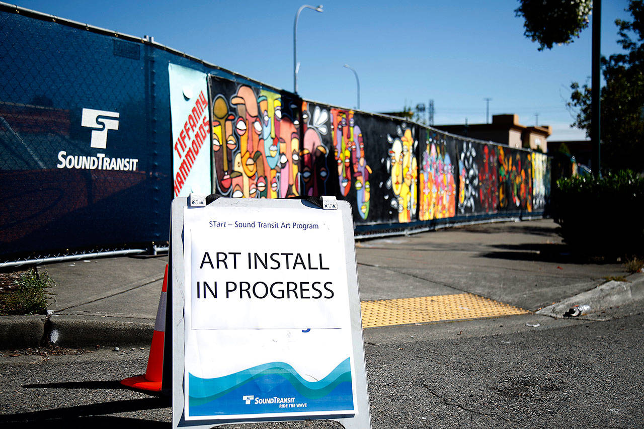 Sound Transit installed murals on Aug. 17 by local artists near the construction site of the incoming Federal Way Link Extension project. Olivia Sullivan/staff photo
