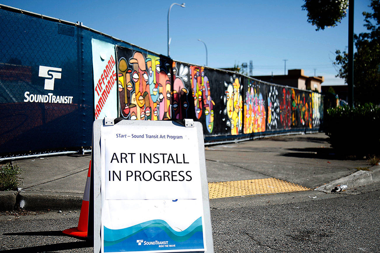 Sound Transit installed murals on Aug. 17 by local artists near the construction site of the incoming Federal Way Link Extension project. Olivia Sullivan/staff photo