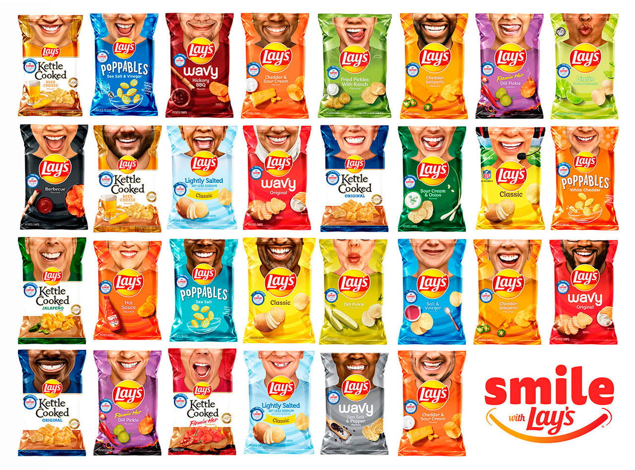 Lay’s photo                                Lay’s transforms millions of potato chip bags to feature the real smiles of 30 “Everyday Smilers” to benefit Operation Smile, with proceeds up to $1 million.
