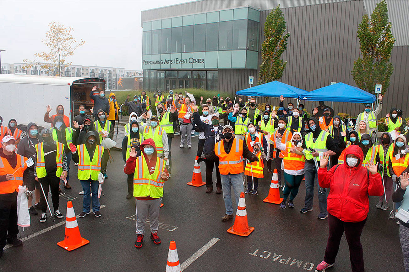More than 80 volunteers showed up to help clean up Federal Way on a misty Saturday, Oct. 17. Photo courtesy of the City of Federal Way
