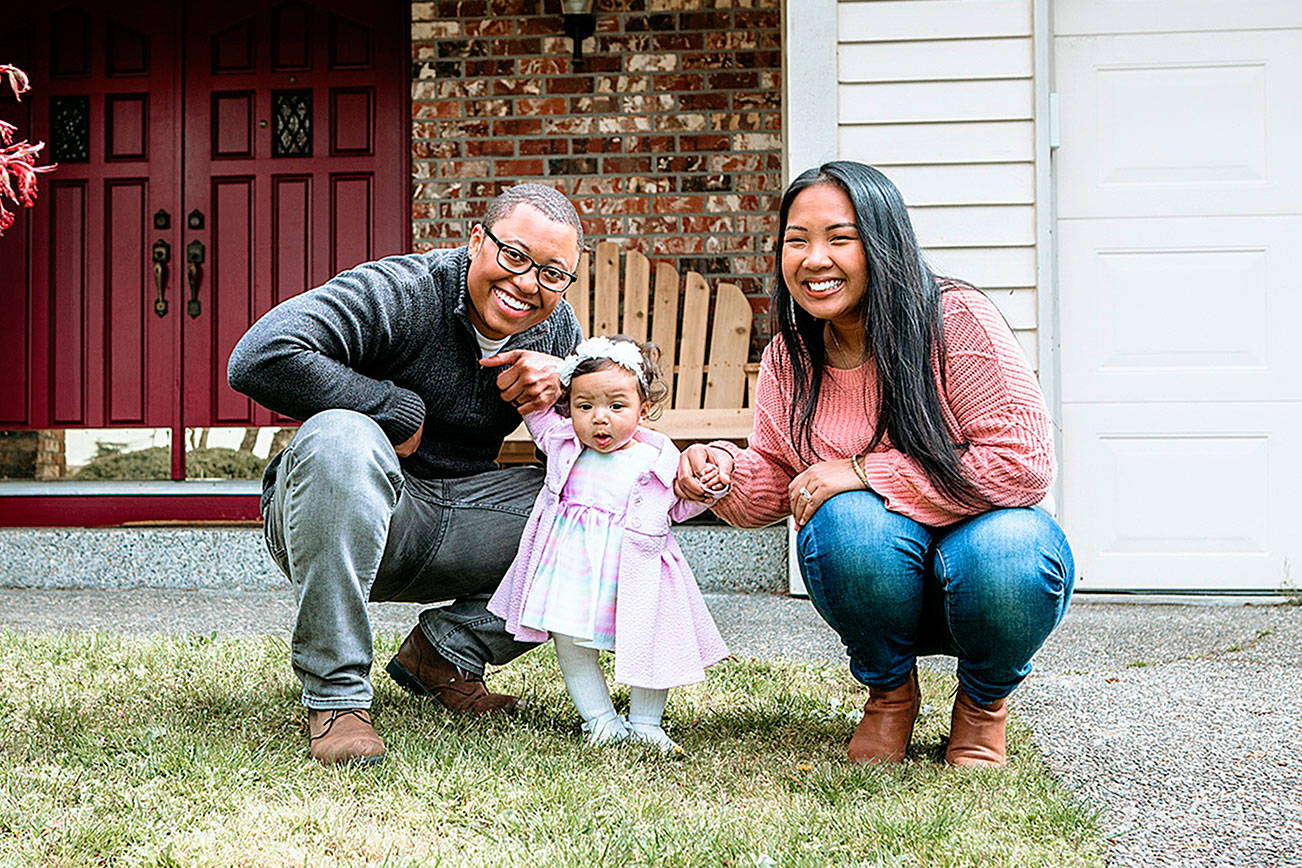 Leandra Craft with her husband, Chris, and their daughter. Courtesy of Tanya Lam Photography in Federal Way