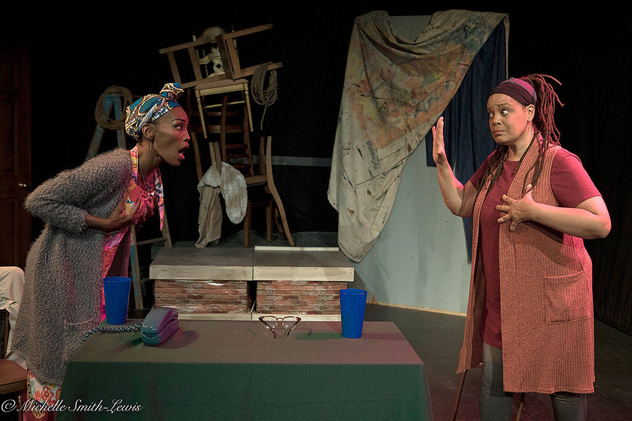 LaNita Hudson, left, and Sharon Armstrong during the new CenterStage Theatre production. Photo courtesy of Michelle Smith-Lewis