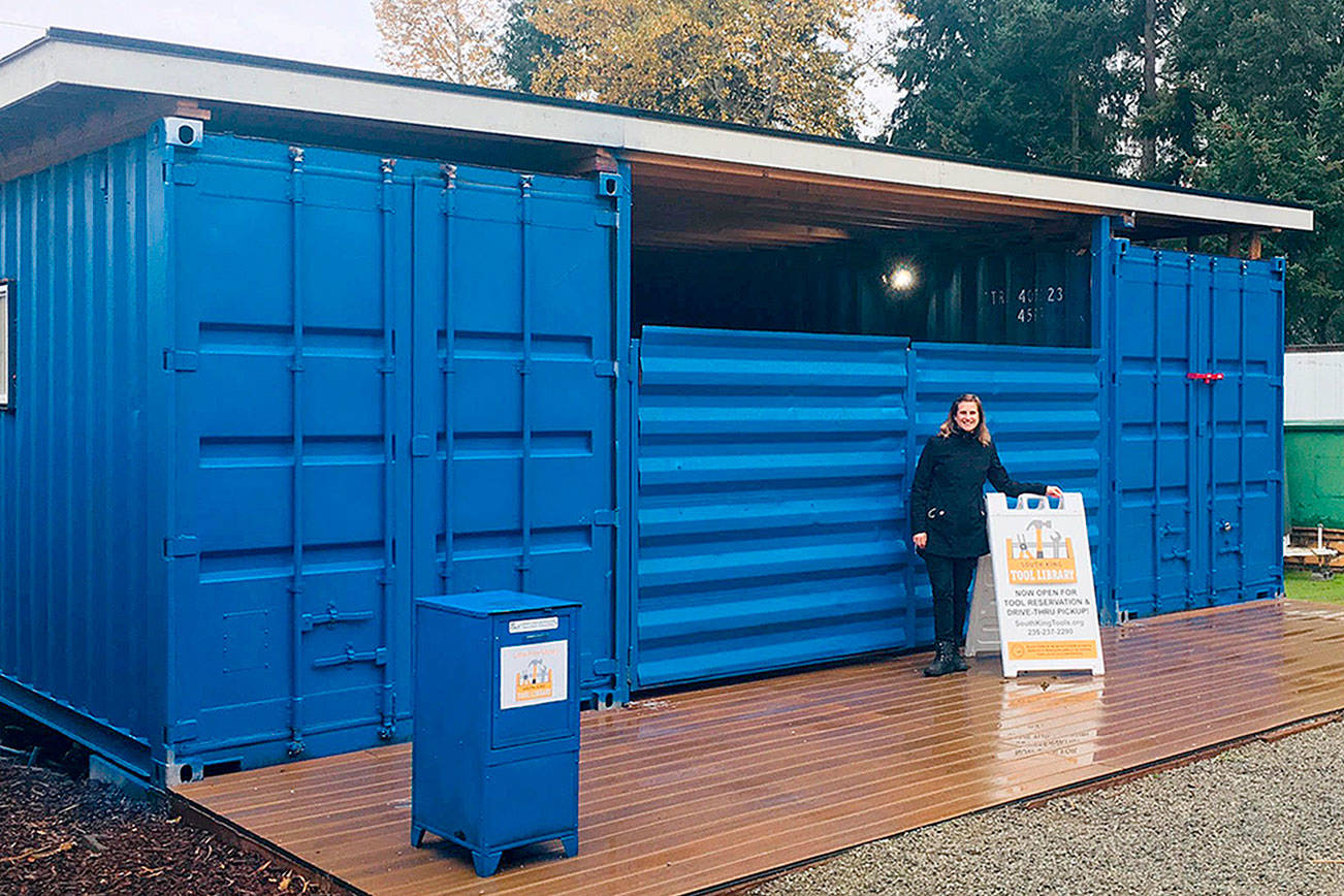 South King Tool Library Executive Director Amanda Miller stands in front of the tool library located at 1700 S. 340th Street in Federal Way. Courtesy photo