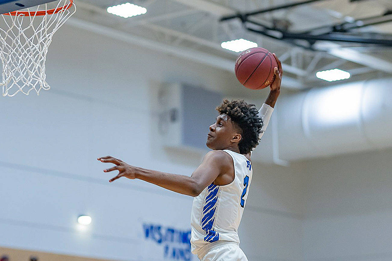 Jaden McDaniels pictured at a Federal Way High School game vs. Rogers High School in February 2019. Photo courtesy of Senad Tiric