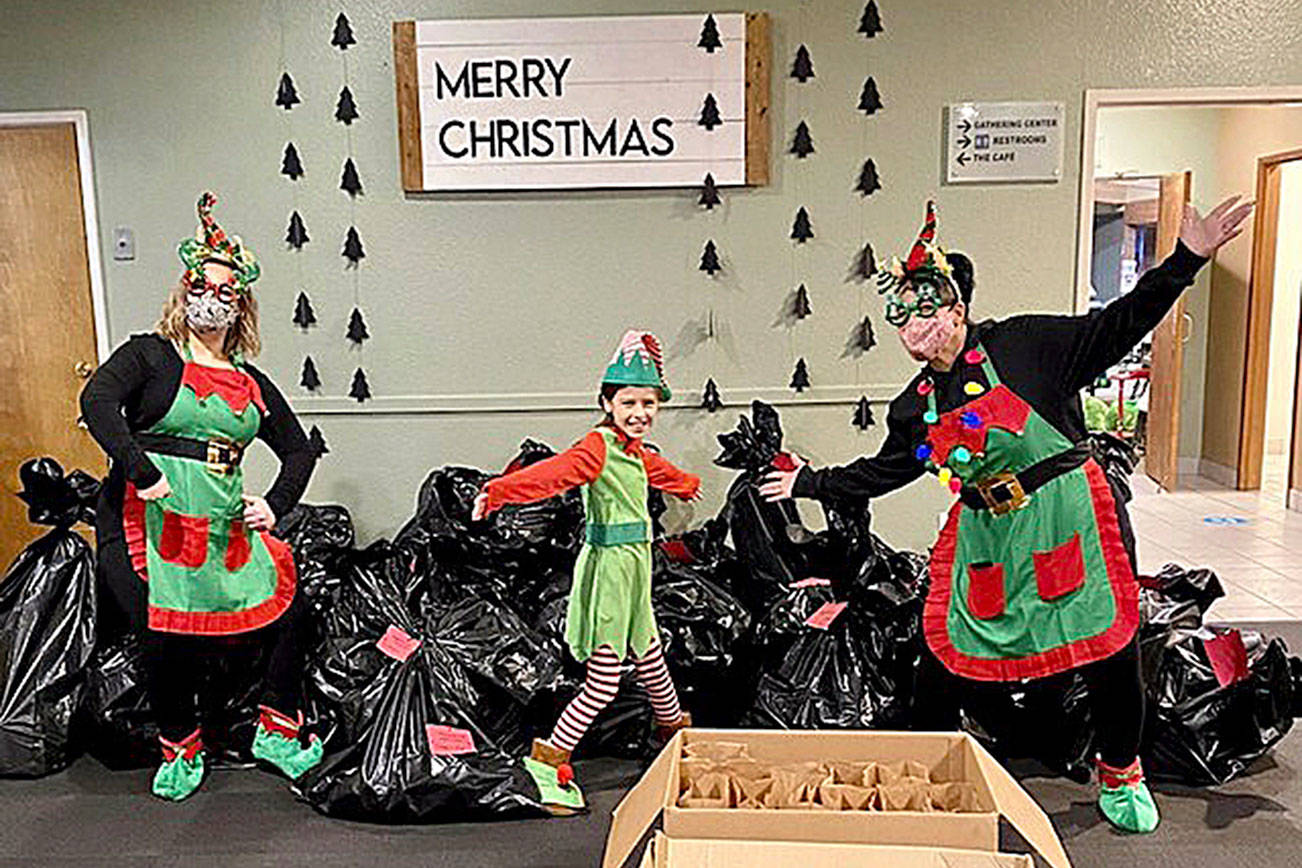 Volunteers pose for a photo next to dozens of bagged toys ready to be gifted to local families. Photo courtesy of Gina Duckett