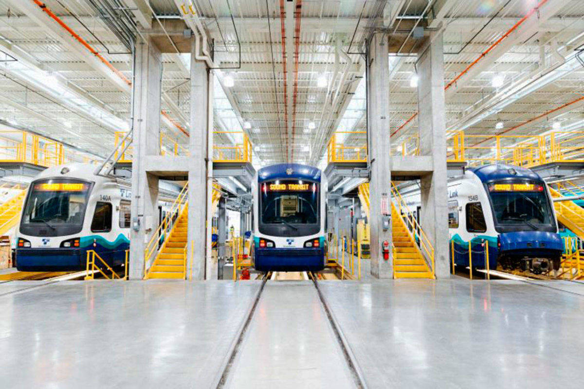 The inside of Sound Transit’s light rail Operations and Maintenance Facility in Seattle. The agency plans to build a similar facility in Federal Way or Kent. COURTESY PHOTO, Sound Transit