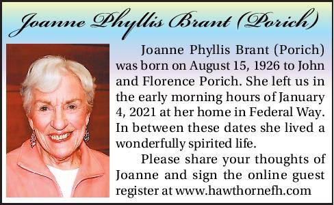Joanne Phyllis Brant (Porich) | Obituary
