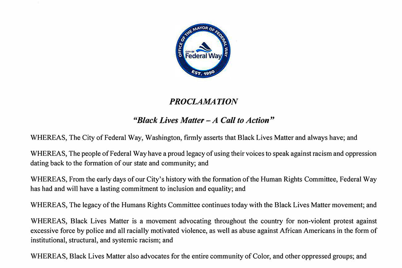 A portion of the mayor's Black Lives Matter proclamation and call to action presented Monday, Jan. 18.