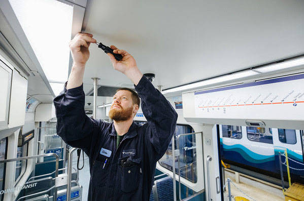 A crew member works at the Sound Transit light rail Operations and Maintenance Facility in Seattle. Sound Transit plans to build a similar facility in either Federal Way or Kent. COURTESY PHOTO, Sound Transit