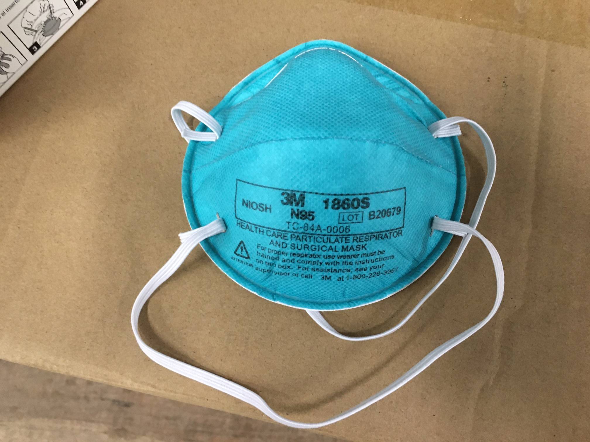An example of a fake N95 mask, which according to experts looks, feels, and breathes like a real mask would. Courtesy photo