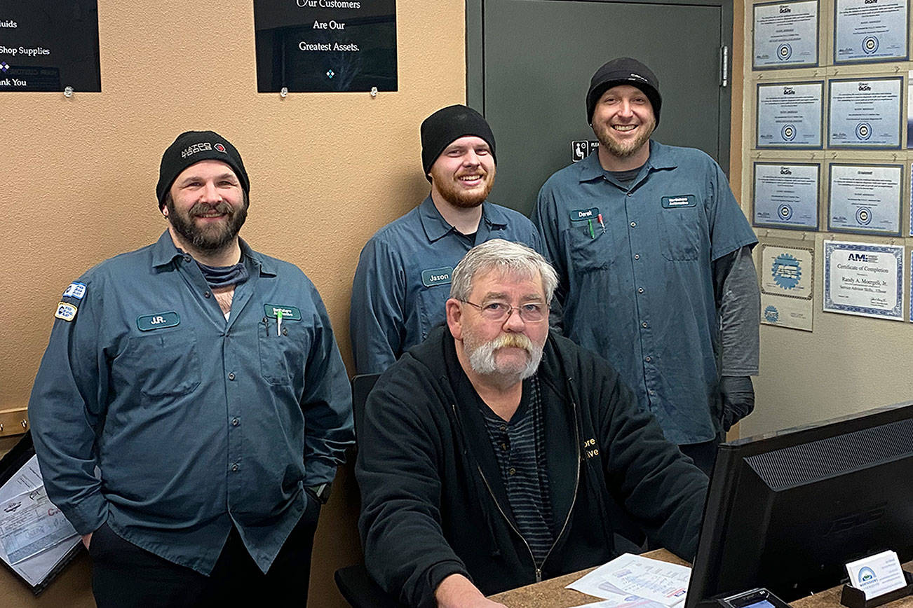 Northshore Automotive and RV Repair staff pictured (L-R): JR Moergeli, Jason Frank, Derek Carter, and front, Art Rood. Photo courtesy of Ryan Hoover