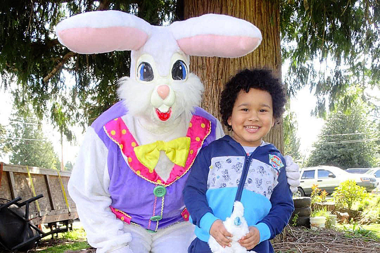 Local resident Marianna, 14, dressed up as Bun Bun the Easter Bunny to visit dozens of families in Federal Way and nearby cities in March and April. Photo courtesy of Maggie Cante Tinza