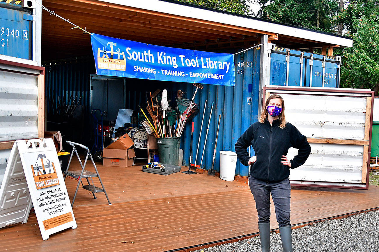 Executive Director Amanda Miller outside of the South King Tool Library (1700 S. 340th St. in Federal Way). Courtesy photo