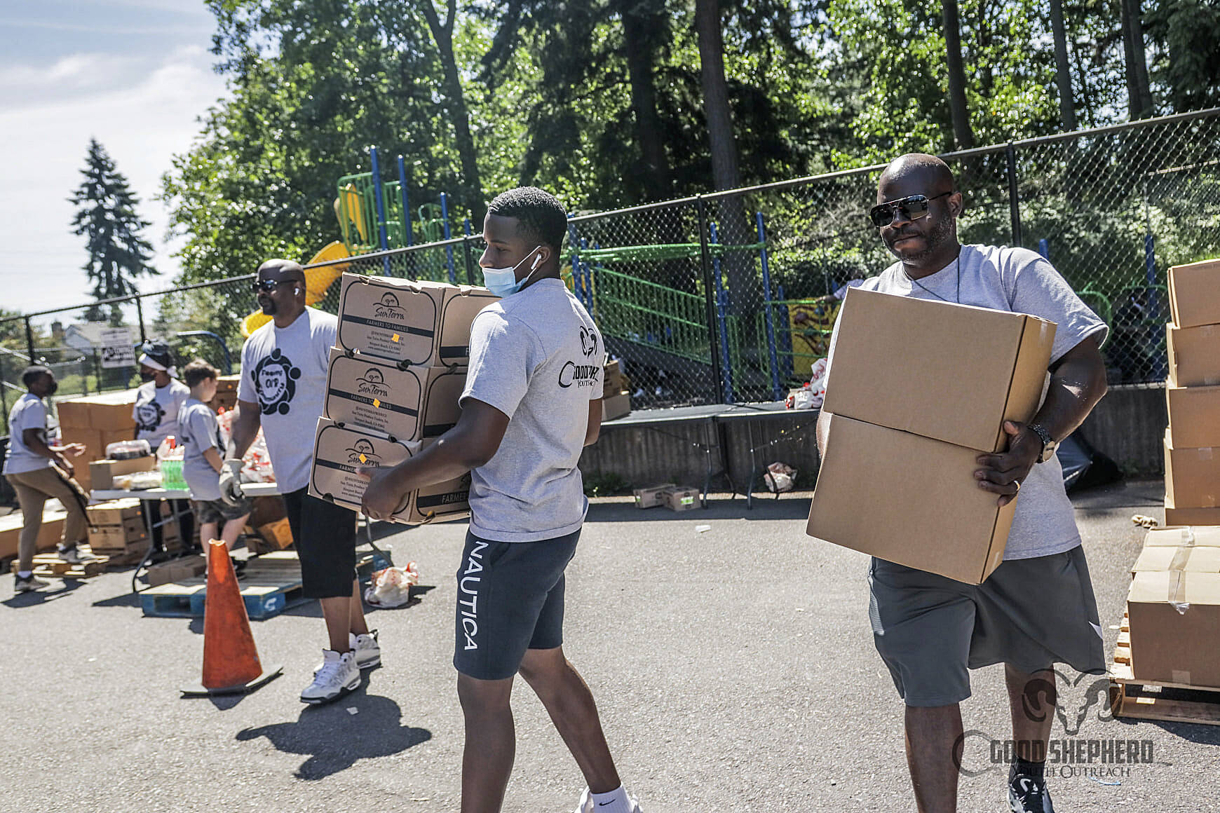 Photos courtesy of Good Shepherd Youth Outreach
Louis Guiden, right, began the Feeding Our Community program in April 2020. Since then, they distribute food to about 1,600 families per month.