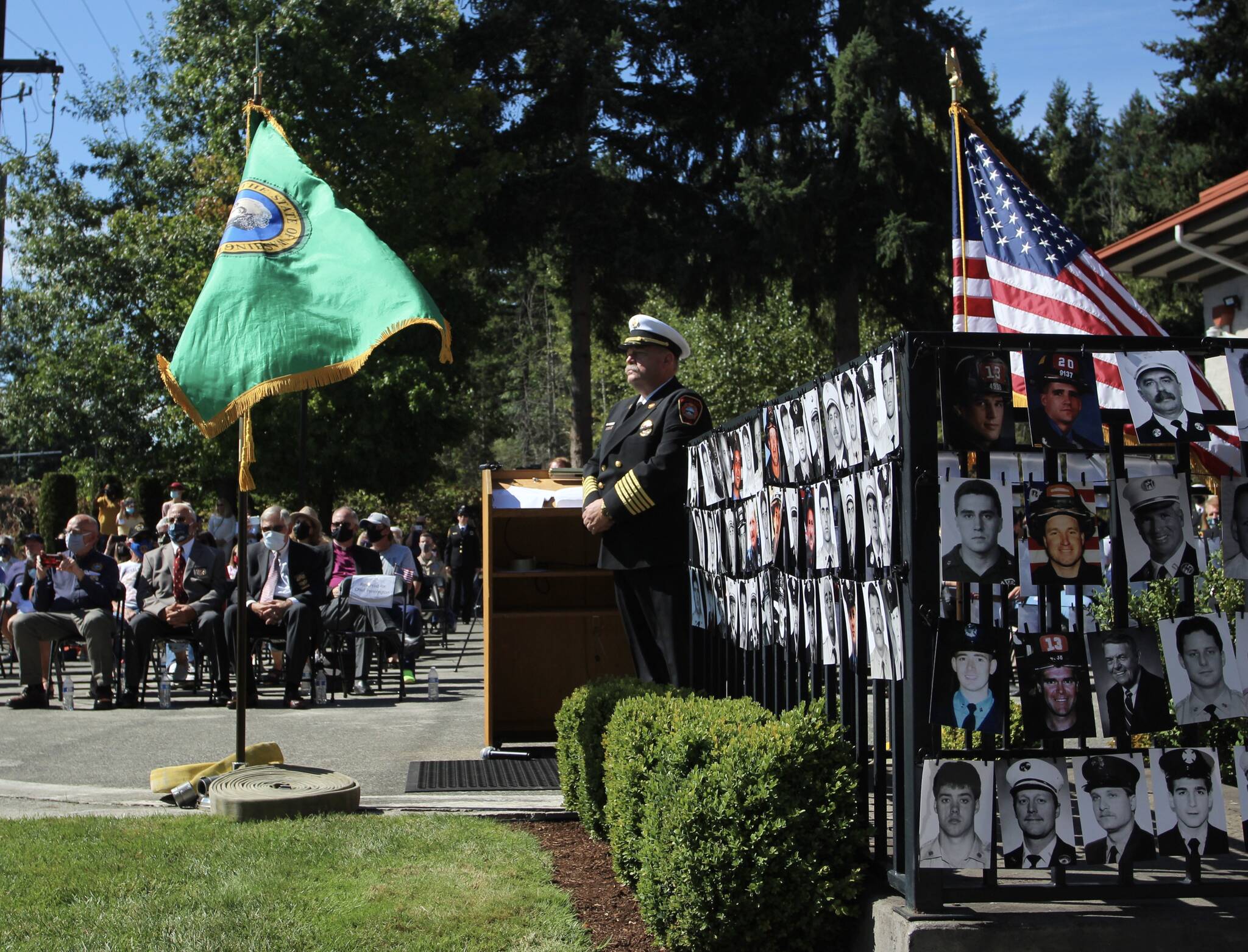 Over 100 community members, elected officials and firefighters gathered at Station 64 on Saturday, Sept. 11. Olivia Sullivan/the Mirror