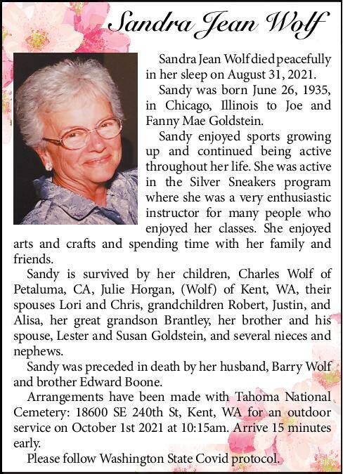 Sandra Jean Wolf | Obituary