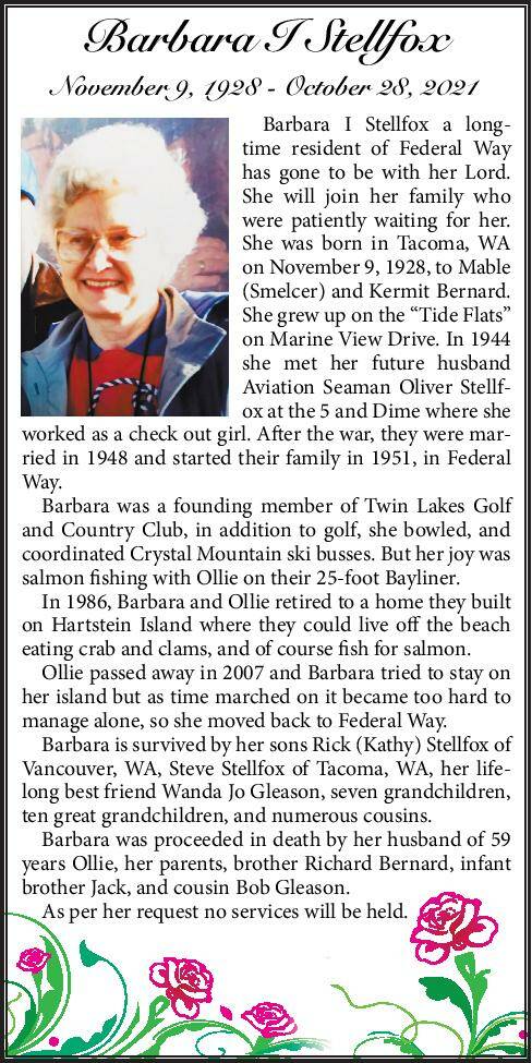 Barbara I. Stellfox | Obituary