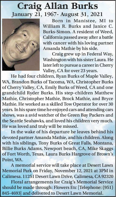 Craig Allan Burks | Obituary