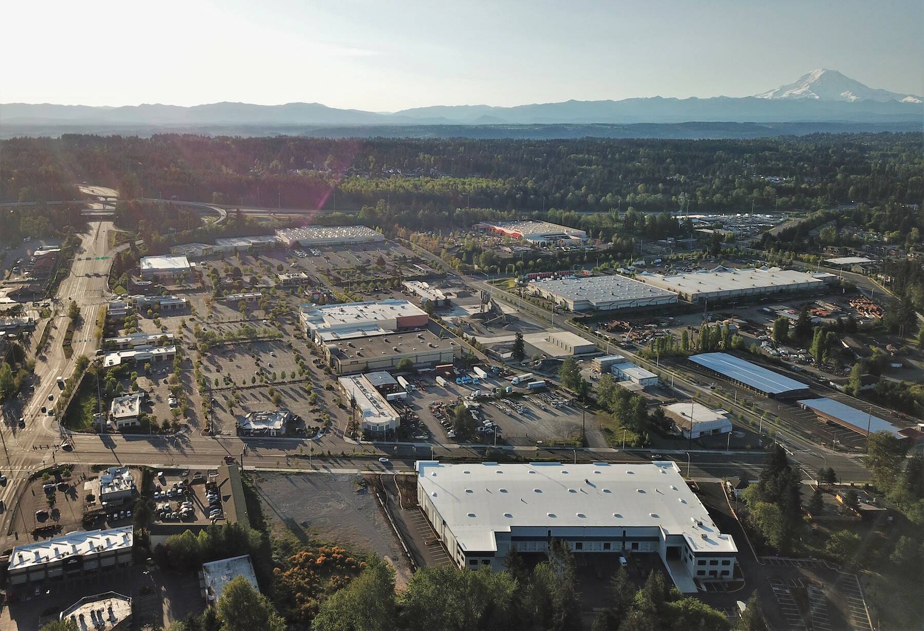 A birds-eye view of South King County overlooks the city of Federal Way and provides a peek at Mount Rainier in the distance. Photo courtesy of Bruce Honda
