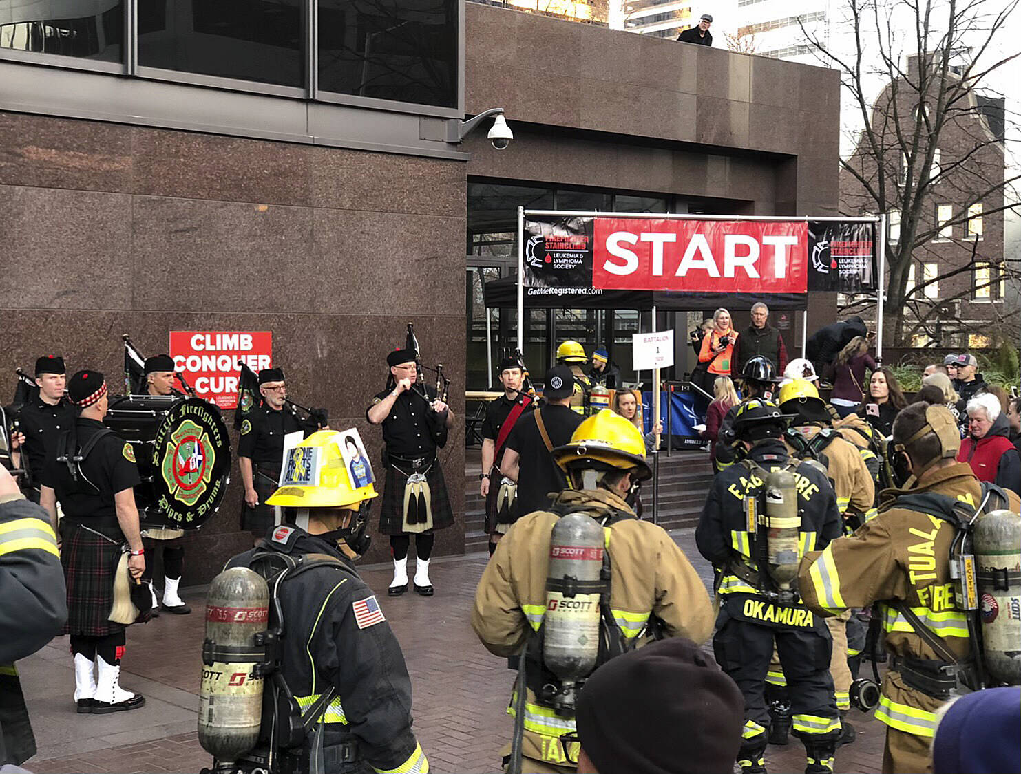 Entrance to the LLS Firefighter Stairclimb in Seattle. Photo courtesy of James Hampson