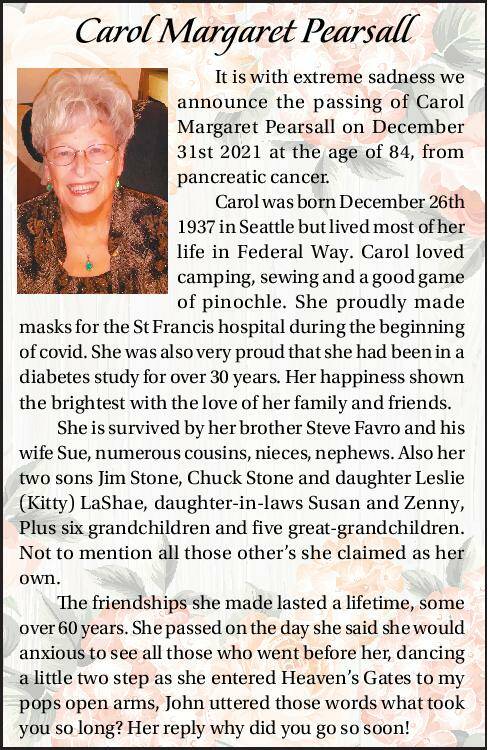 Carol Margaret Pearsall | Obituary