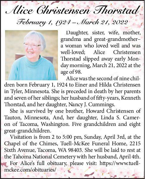 Alice Christensen Thorstad | Obituary