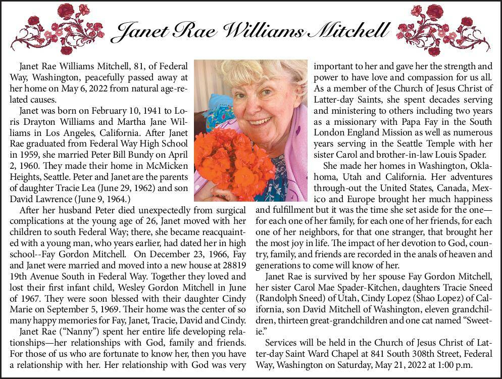 Janet Rae Williams Mitchell | Obituary