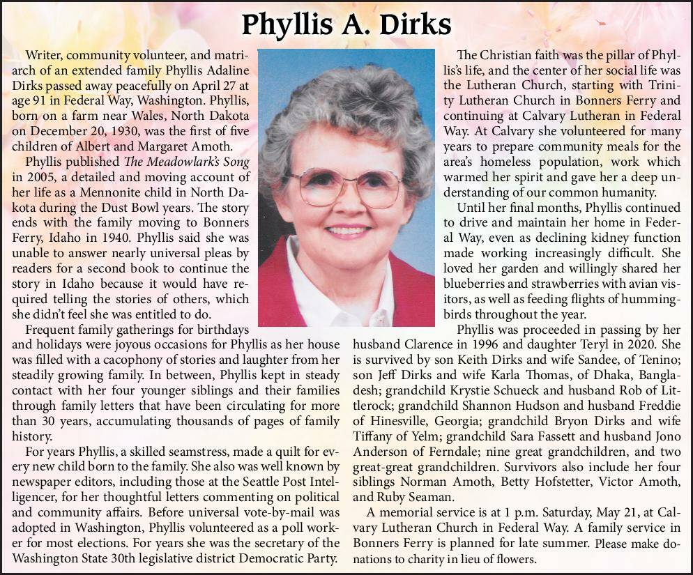 Phyllis A. Dirks | Obituary