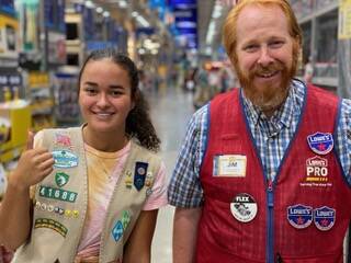 Hanna Banks with Lowe’s employee, photo courtesy of Hanna Banks