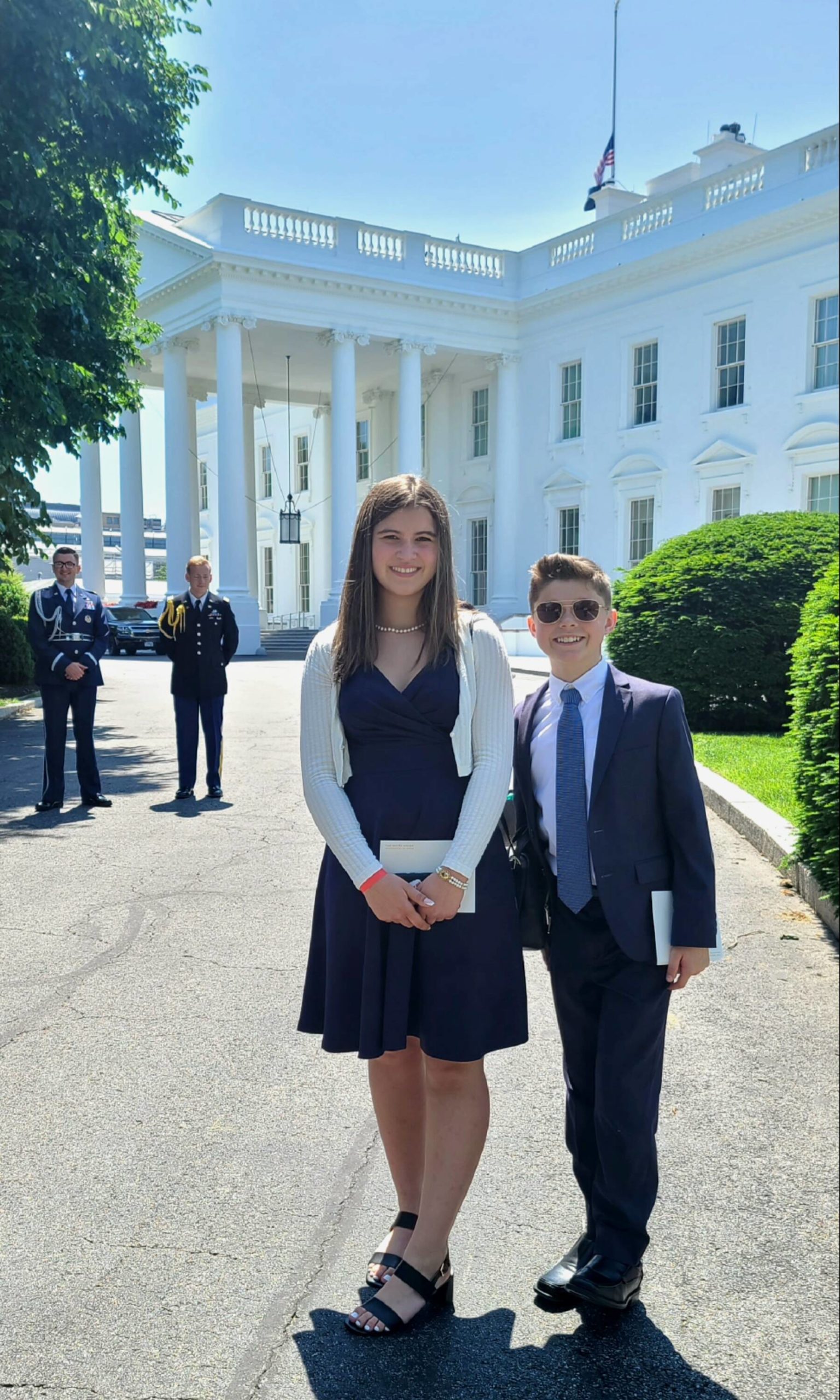 Addison and Jordon Newlove in front of the White House on Memorial Day 2022. Photo Courtesy of Kimberly Newlove.