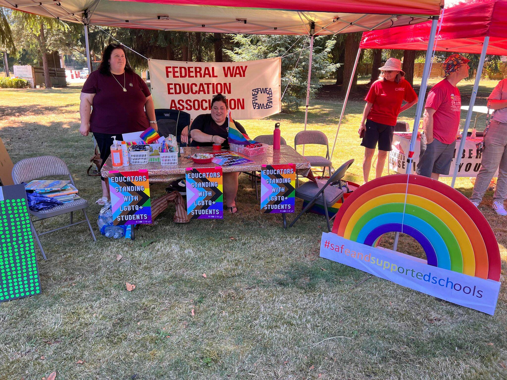 Federal Way Education Association booth at Wayside UCC Pride Picnic August 6. Picture courtesy of Allison Fine.