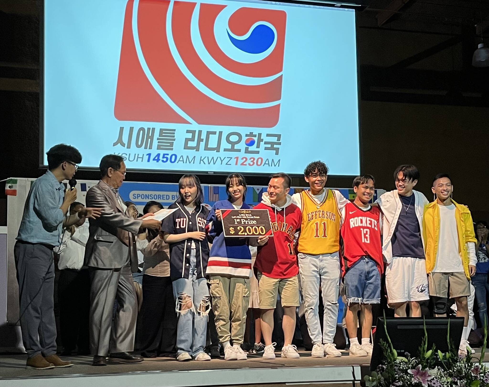 The group Kosmix was the winning performer at the “Let’s Meet with Korean Songs” event held Aug. 13 at Federal Way New Church. Radio Hankook hosted the contest, which featured an array of songs, dances and more that celebrated Korean culture. (Photo by Andy Hobbs/Federal Way Mirror)